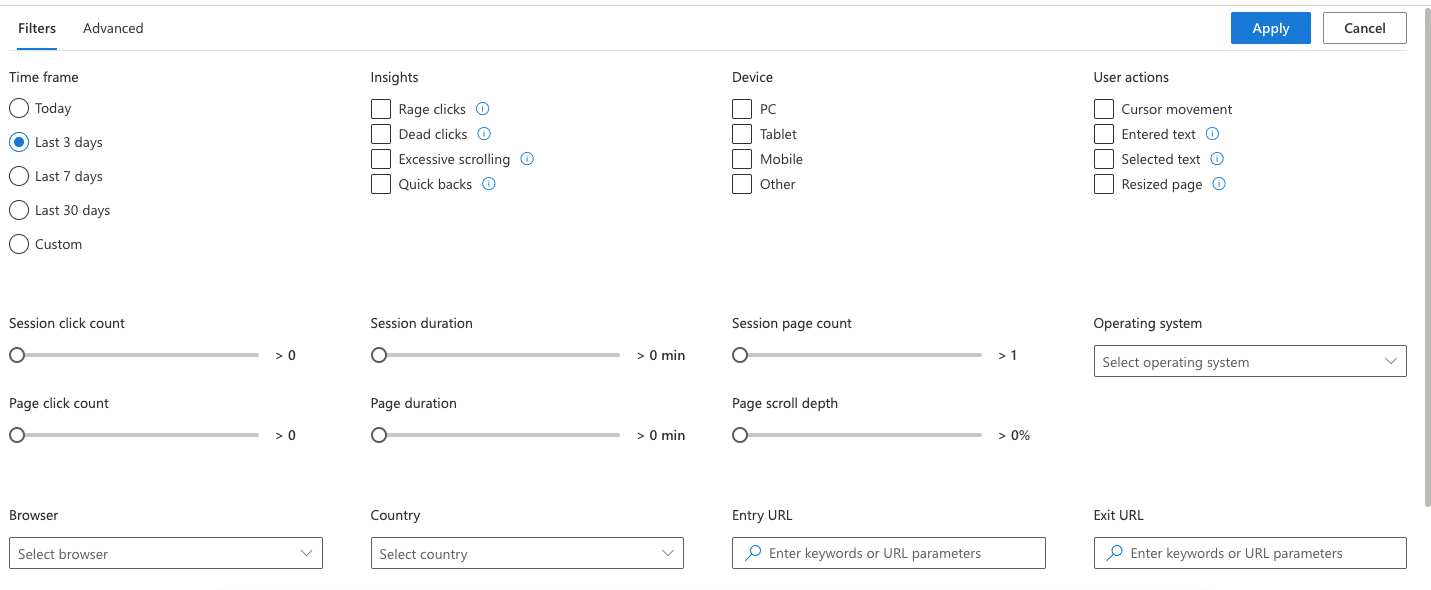 Microsoft Clarity panel