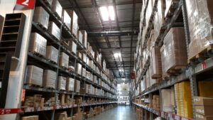 A view inside a commercial storage warehouse space.